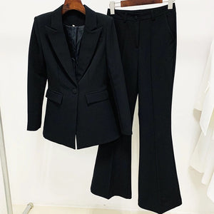 "Suited👢Booted " Two Piece Blazer and Pant Suit - Alabaster Box Boutique