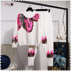 "Pretty 🌺  Petals" Sequin Jogger Set - Alabaster Box Boutique