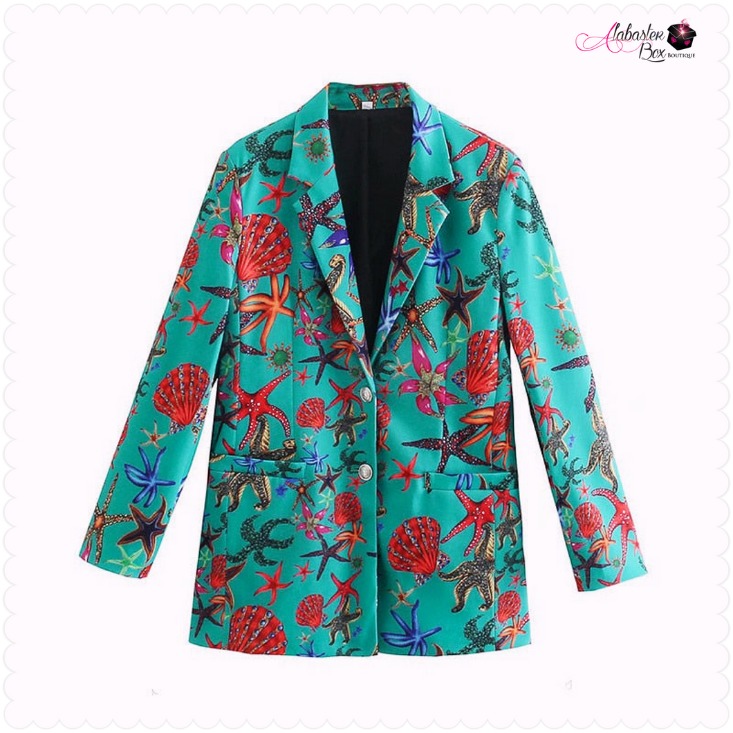 The “Aquamarine 🌊🐳🐬🐋” Blazer - Alabaster Box Boutique