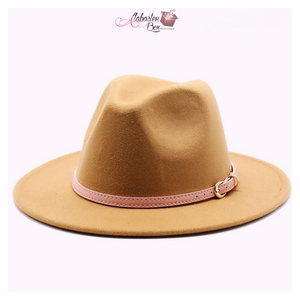 AHEAD Of Them ALL- Fedora Hats 🎩 w/ Pink Leather Belt Buckle - Alabaster Box Boutique