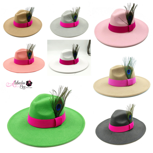 “Feather 🪶 Top Fedora Hats - Alabaster Box Boutique