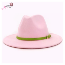 Load image into Gallery viewer, AHEAD Of Them ALL- Pink &amp; Green Hats 💕💚 w/ Green Leather Belt Buckle - Alabaster Box Boutique