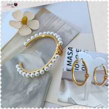 Load image into Gallery viewer, The PEARLfect ⚪️ “TB” Bracelet &amp; Earrings (Sold Separately)