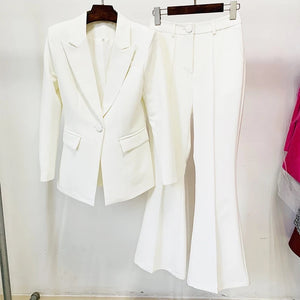 "Suited👢Booted " Two Piece Blazer and Pant Suit - Alabaster Box Boutique