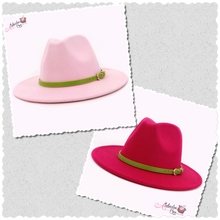 Load image into Gallery viewer, AHEAD Of Them ALL- Pink &amp; Green Hats 💕💚 w/ Green Leather Belt Buckle - Alabaster Box Boutique