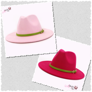 AHEAD Of Them ALL- Pink & Green Hats ππ w/ Green Leather Belt Buckle - Alabaster Box Boutique