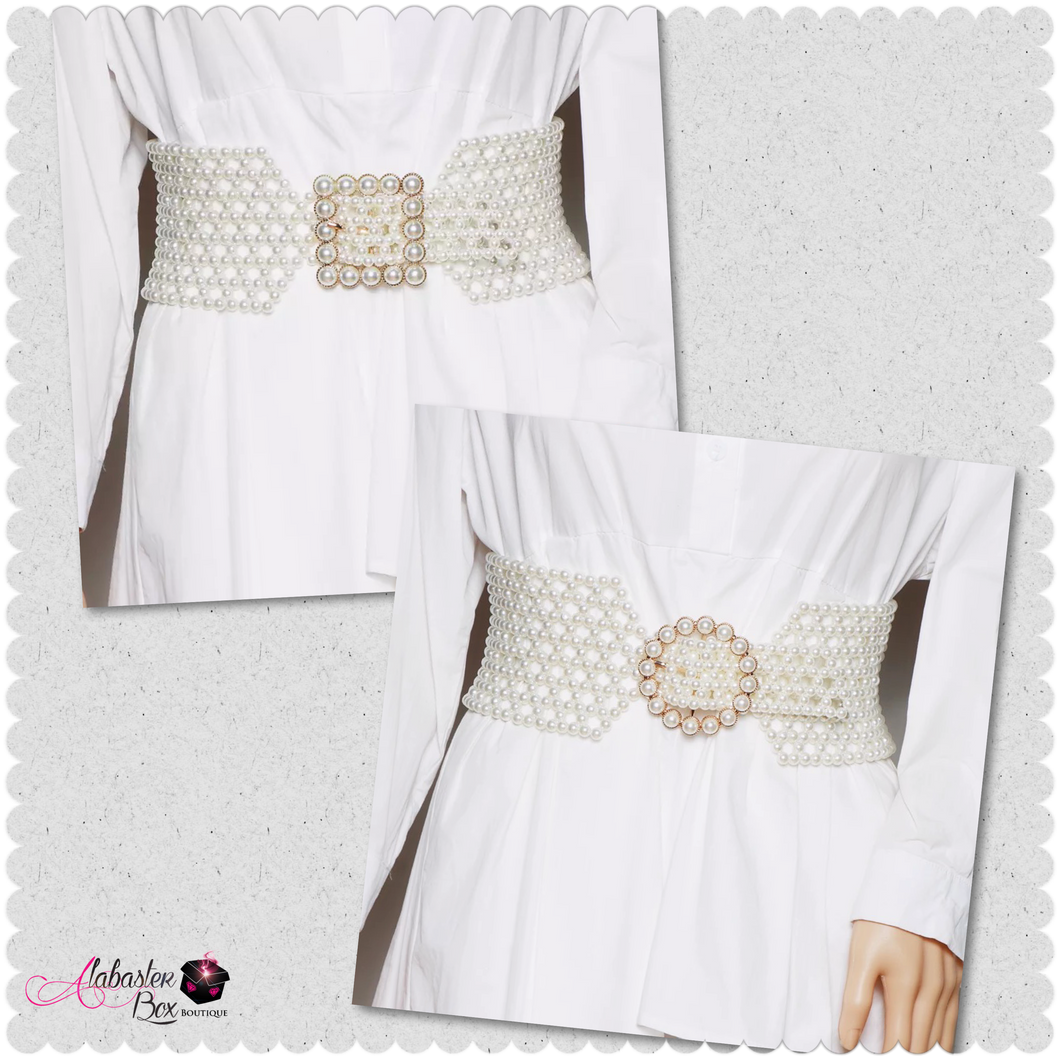 “The PEARLfect ⚪️ Waist Snatcher” Belt - Alabaster Box Boutique