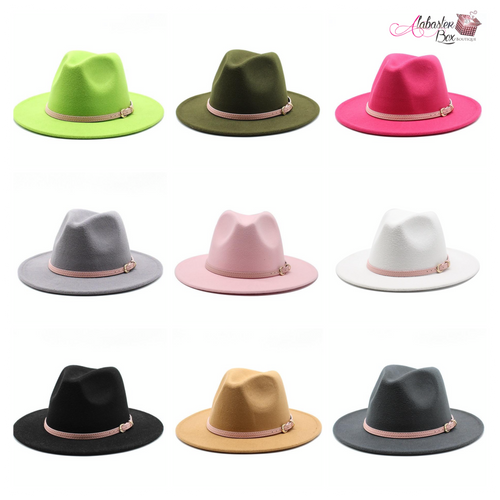 AHEAD Of Them ALL- Fedora Hats 🎩 w/ Pink Leather Belt Buckle - Alabaster Box Boutique