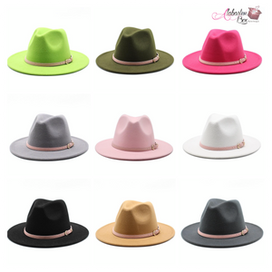 AHEAD Of Them ALL- Fedora Hats 🎩 w/ Pink Leather Belt Buckle - Alabaster Box Boutique