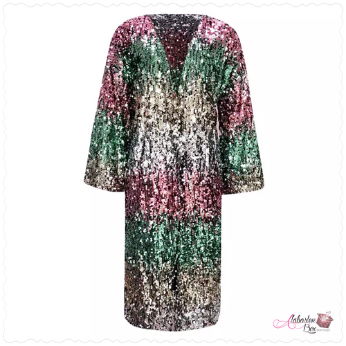 The “Pretty Lit 💕💚✨💫” Sequin Cardigan - Alabaster Box Boutique