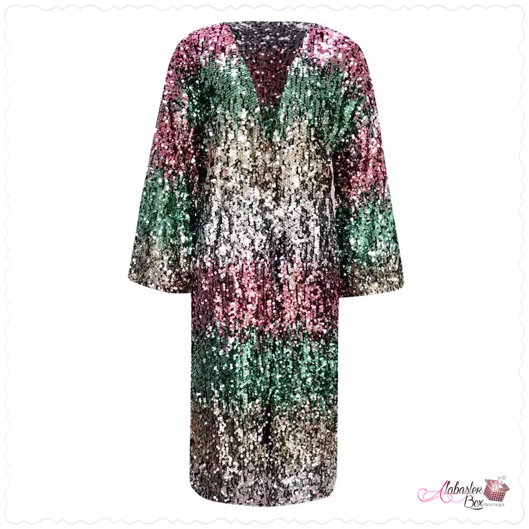 The “Pretty Lit 💕💚✨💫” Sequin Cardigan - Alabaster Box Boutique