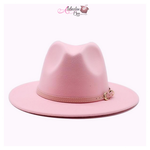 AHEAD Of Them ALL- Fedora Hats 🎩 w/ Pink Leather Belt Buckle - Alabaster Box Boutique