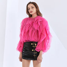 Load image into Gallery viewer, The &quot;Ruffling 💗⚫️ Around&quot; Blouse - Alabaster Box Boutique