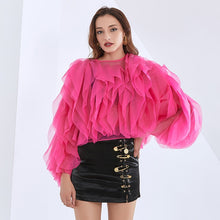 Load image into Gallery viewer, The &quot;Ruffling 💗⚫️ Around&quot; Blouse - Alabaster Box Boutique