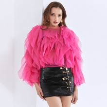 Load image into Gallery viewer, The &quot;Ruffling 💗⚫️ Around&quot; Blouse - Alabaster Box Boutique