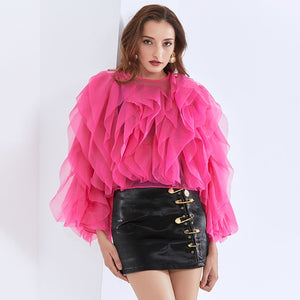 The "Ruffling 💗⚫️ Around" Blouse - Alabaster Box Boutique