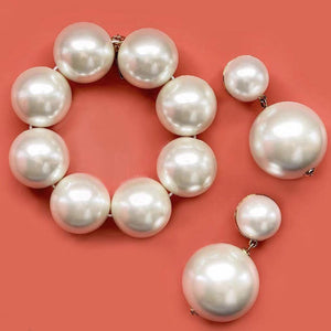 The PEARLfect ⚪️ "BIG" Single Strand Necklace, Bracelet & Earring Set - Alabaster Box Boutique